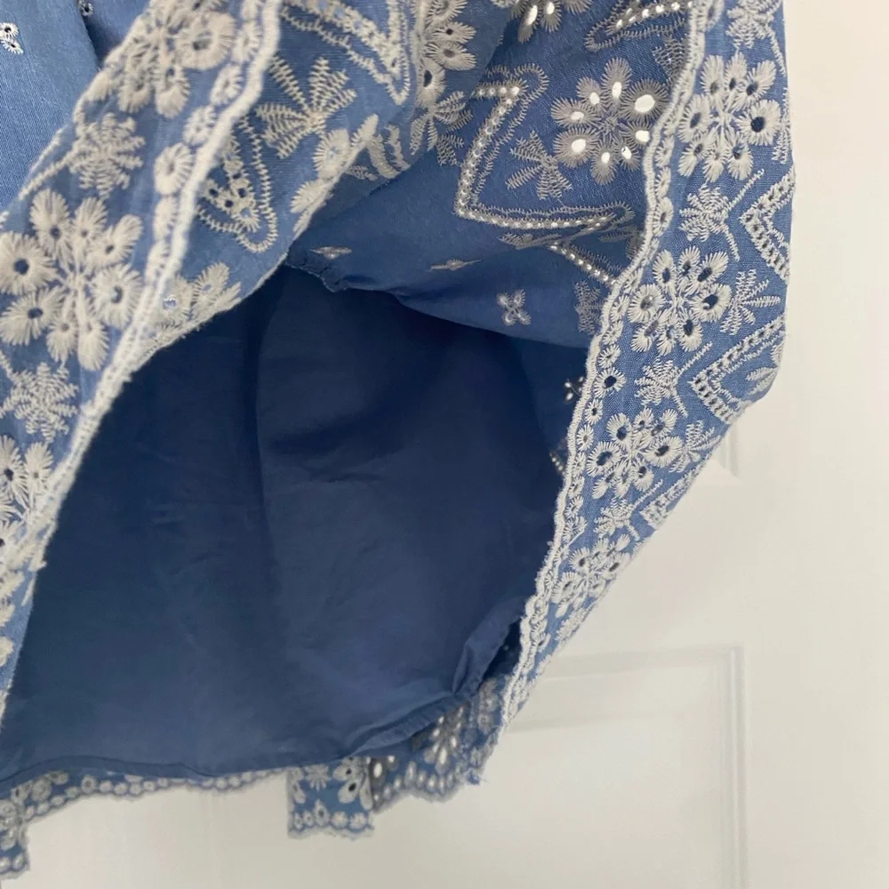 Tuckernuck Crawford Chambray Blue Dress with White Embroidery - Picture 4 of 4
